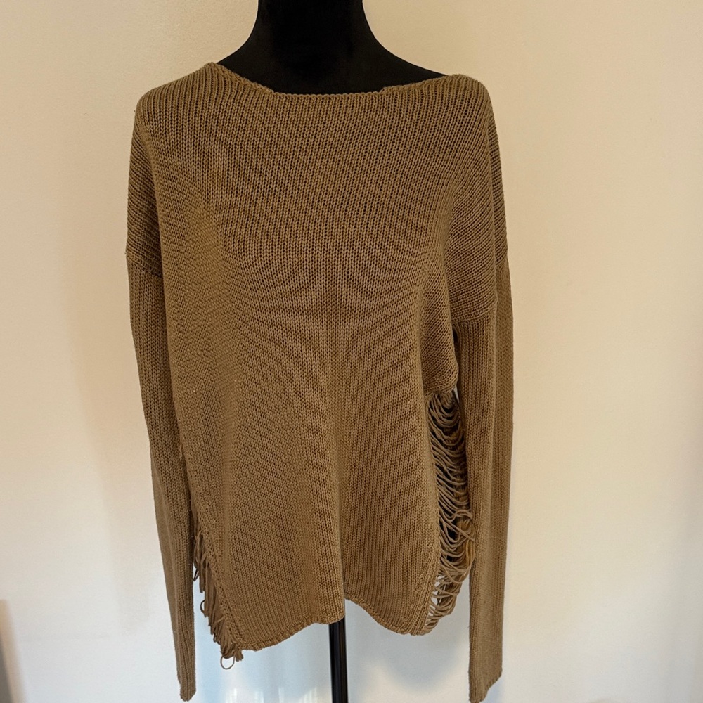Lira Distressed Tan Sweater